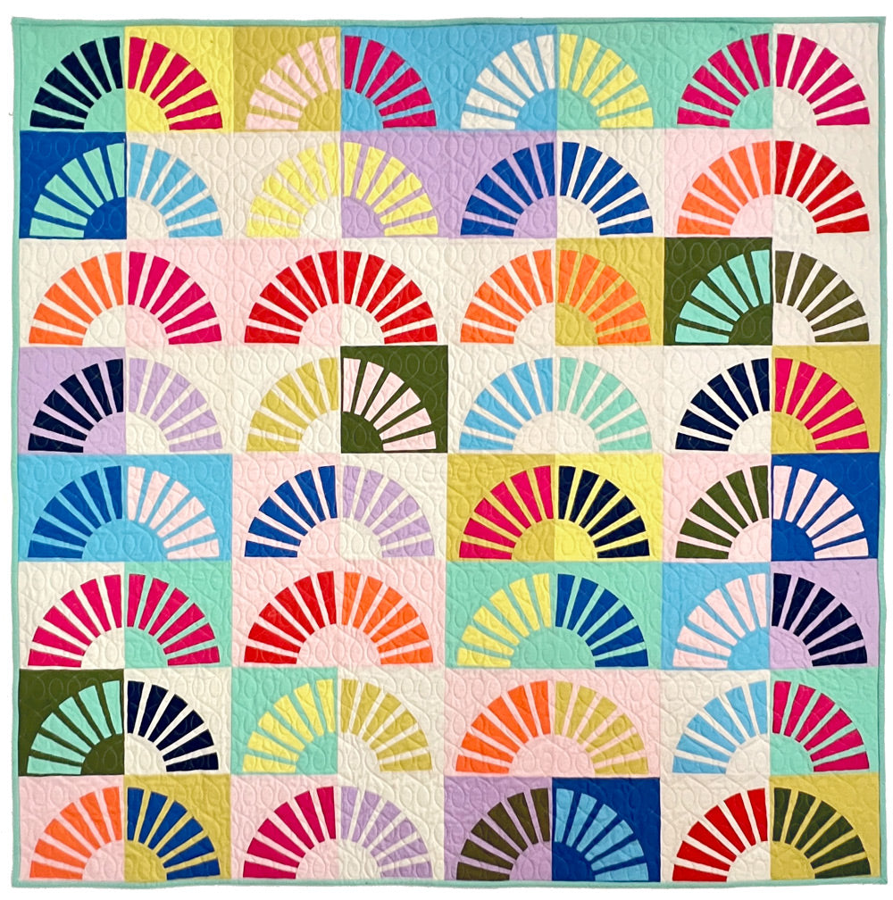 colorful sun ray quilt blocks