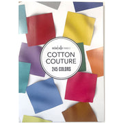 Cotton Couture fabric swatch book cover with colorful fabric samples on a white background