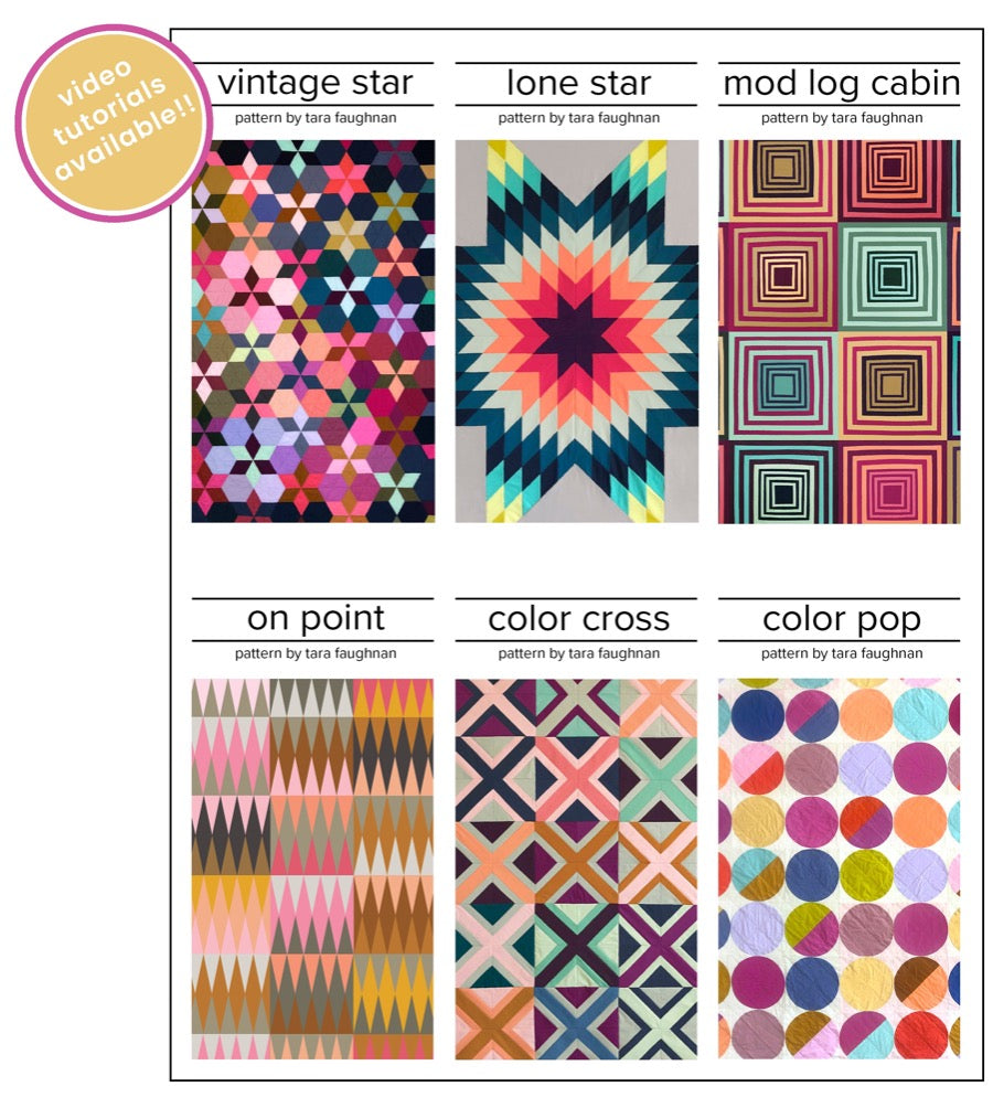 the covers of 6 different quilt patterns