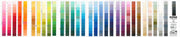 A Kona Cotton Color Card with a list of fabric colors displayed in a gradient arrangement.