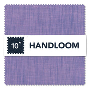 Purple fabric swatch with 'HANDLOOM' label on a white background