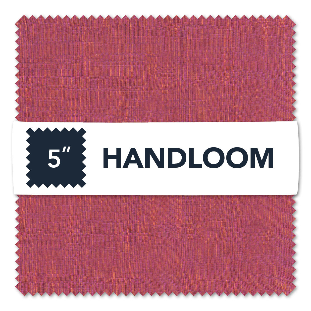 Red fabric swatch with 'HANDLOOM' label and size indicator on a white background