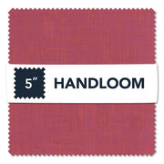 Red fabric swatch with 'HANDLOOM' label and size indicator on a white background