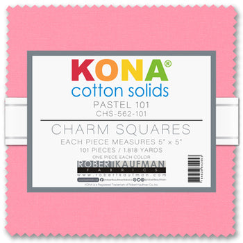 A close up of package of Kina charm squares in bright colors, wrapped with a ribbon.