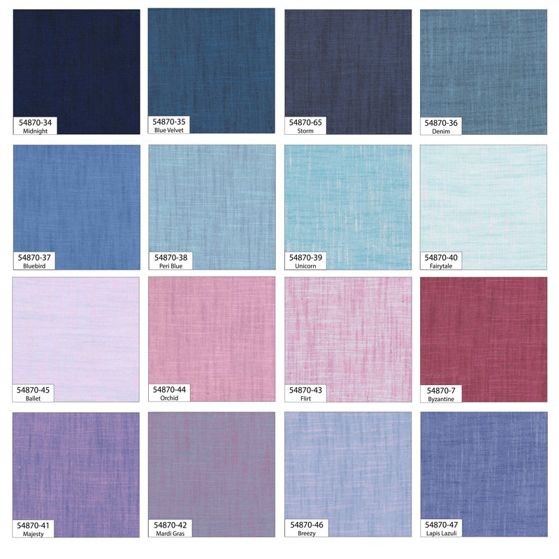 Grid of fabric color swatches with labels