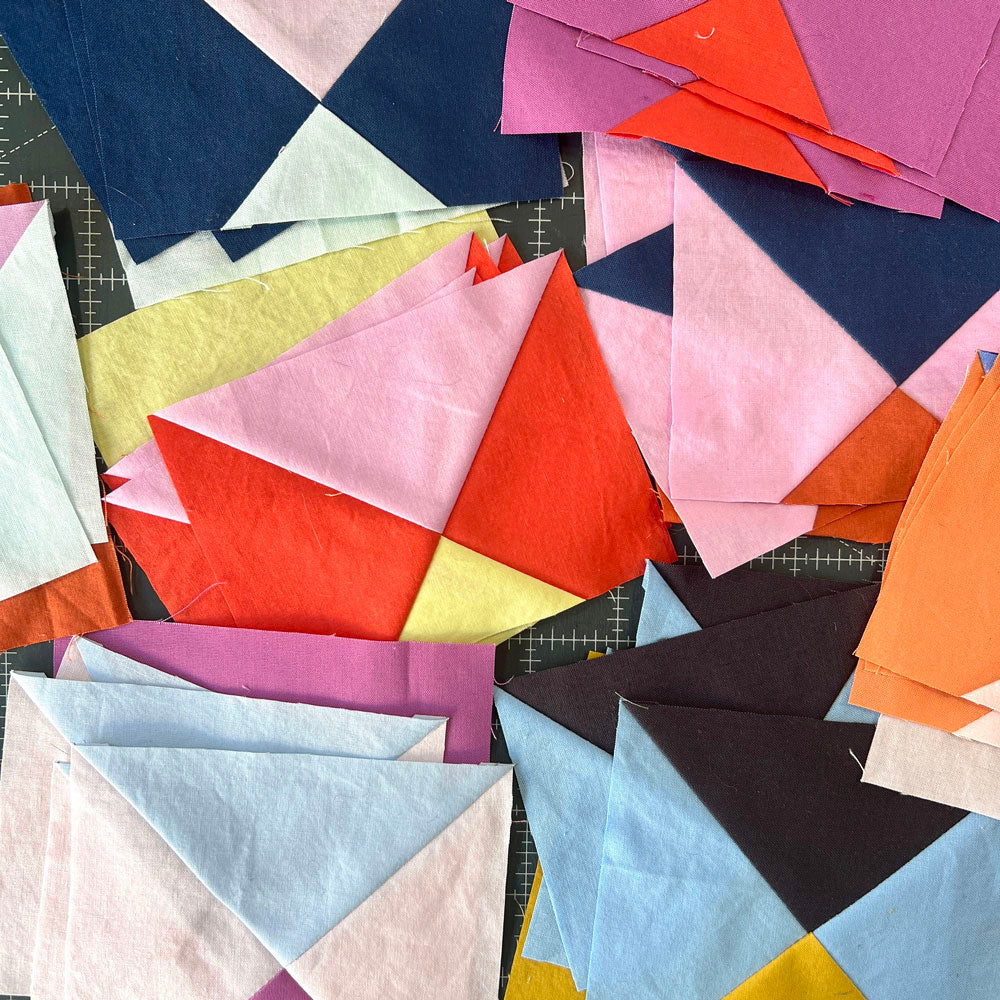 Marrakesh quilt blocks, trimmed down hourglass blocks.