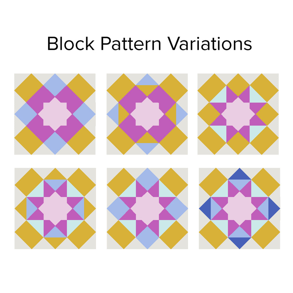 Marrakesh quilt blocks showing alternate color placement within each block