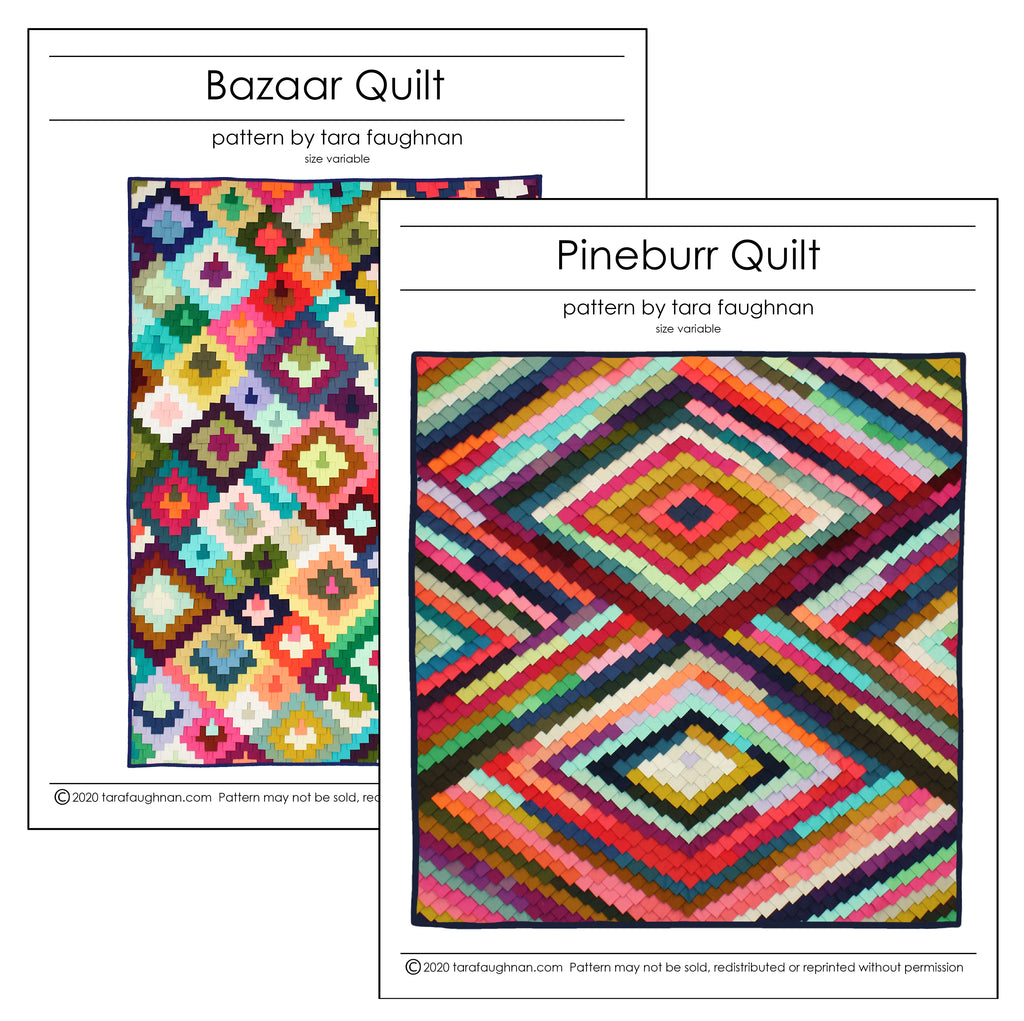 cover of quilt patterns for Bazaar and pine burr quilts