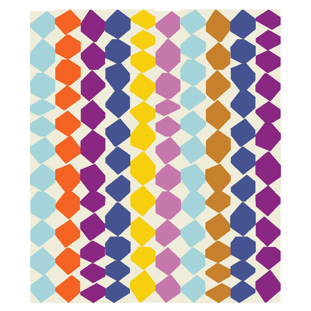 geometric shapes quilt on a white background